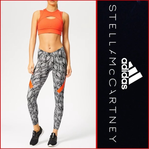 Adidas by Stella McCartney Pants - Stella McCartney x Adidas $150 Python Alphaskin Leggings Grey Black Snakeskin